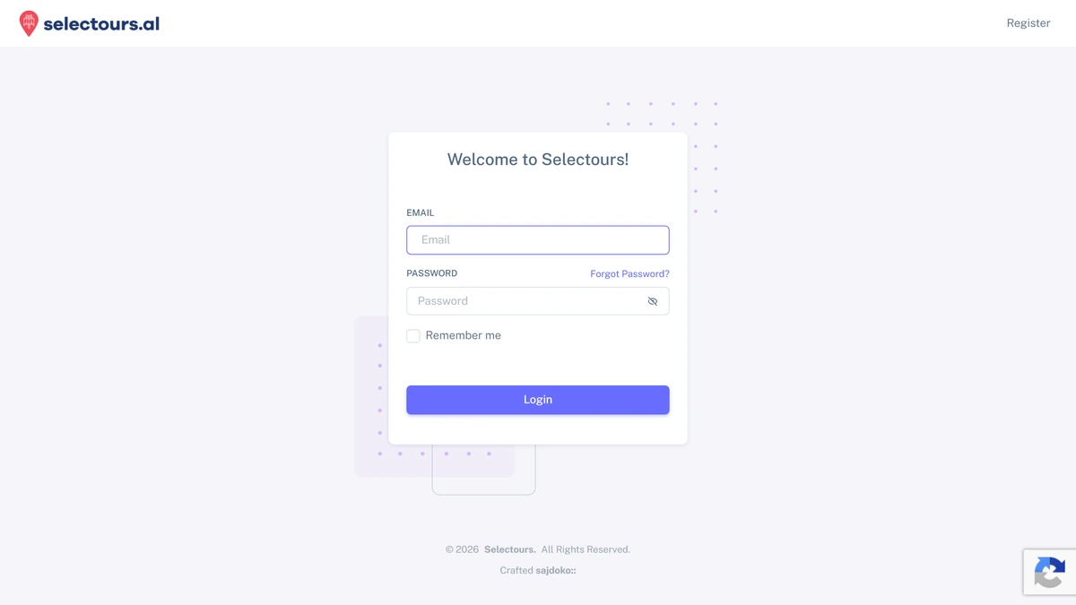 Selectours CRM - Hyrja në portal