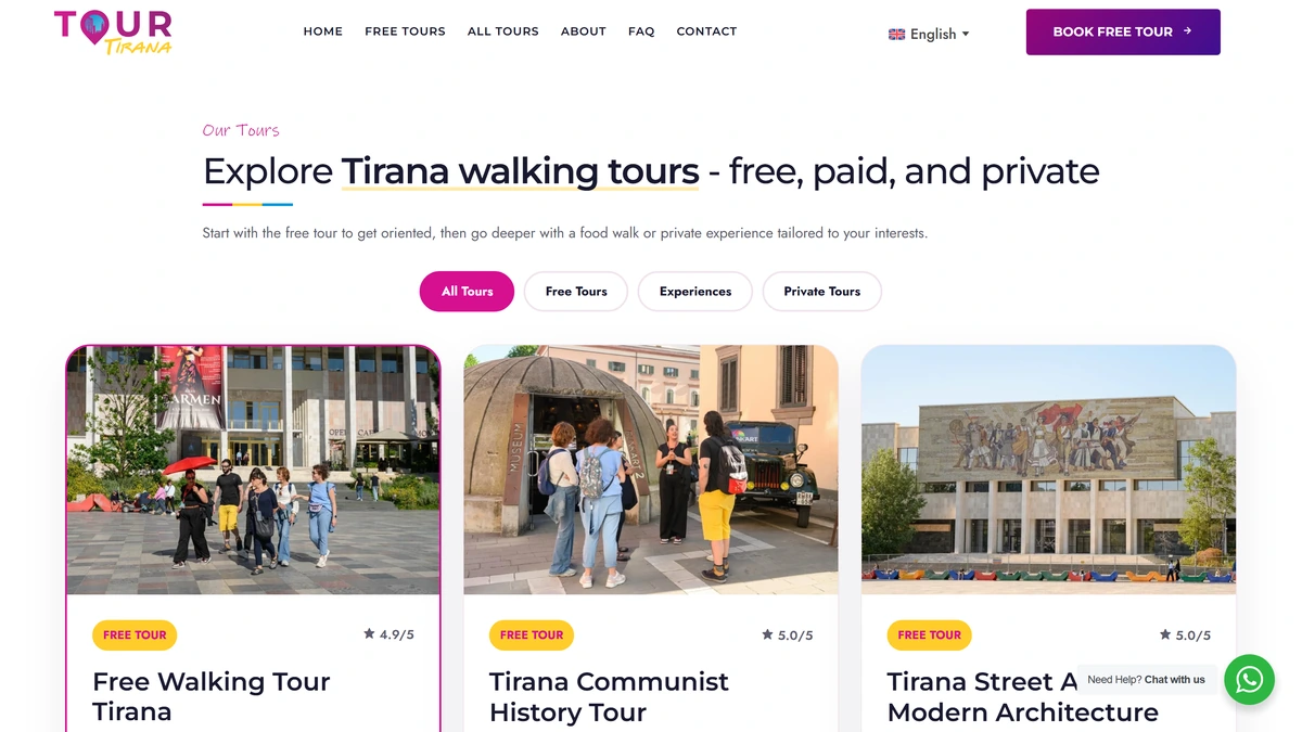 Tour Tirana - Lista e turave