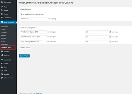 Woo Additional Checkout Fees